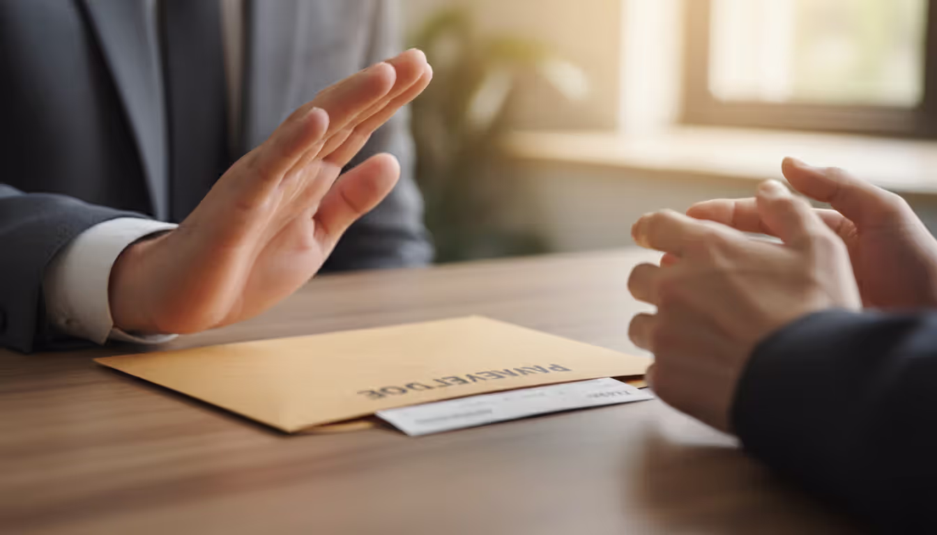 Top-down view of an organized lawyer desk with legal folders open laptop pen stack of documents and coffee cup with hands arranging papers in order